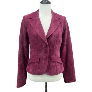 Hot Kiss Womens Large Magenta Tapestry Blazer Jacket Boho Witchy Phoebe Buffay